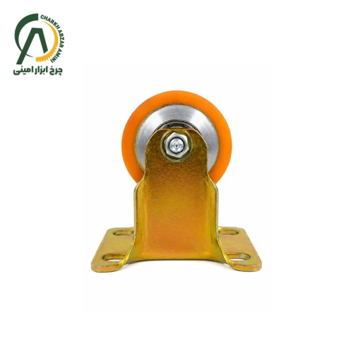 چرخ پلی اورتان وارداتی گاو صندوقی (یخچالی) پایه طلایی ثابت قطر 50 میلی متر