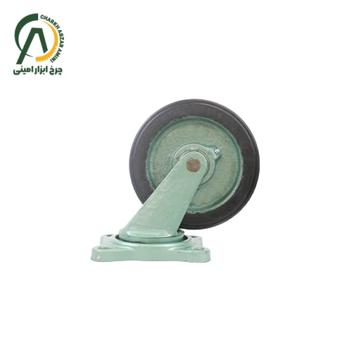 چرخ چدن لاستیک گردان قطر 250 میلی متر