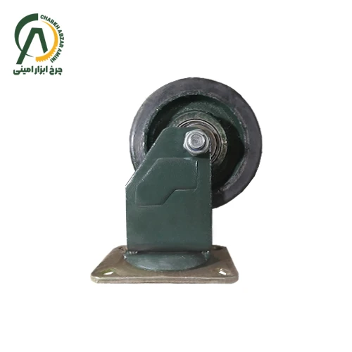 چرخ چدن لاستیک گردان مدل آمریکایی قطر 200 میلی متر