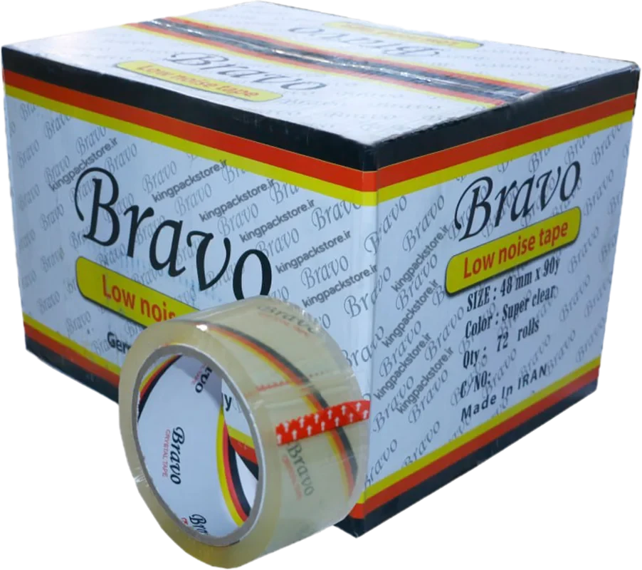 چسب پهن براوو (Bravo) بیصدا– قدرت چسبندگی بالا و کیفیت تضمینی (کارتن۷۲حلقه‌ای)