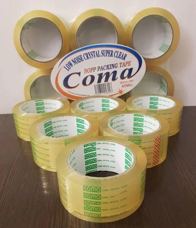 چسب پهن بی‌صدا سبز Coma عرض 48mm طول 90 یارد | چسب بسته‌بندی قوی بدون صدا