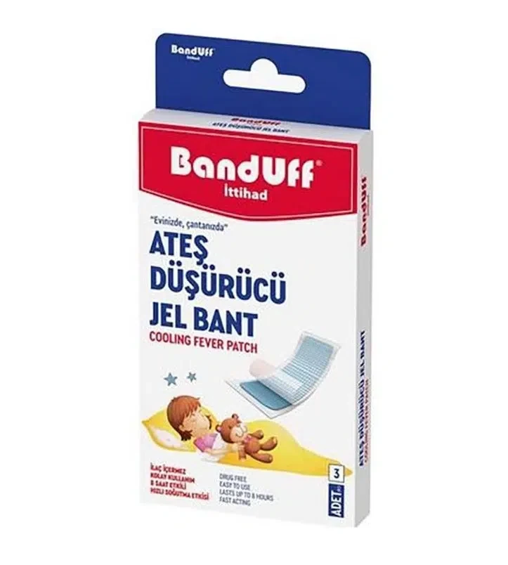 چسب کاهش دهنده تب کودکان بندوف Banduff مدل Ates Dusurucu Jel Bant بسته 3 عددی اصل و اورجینال