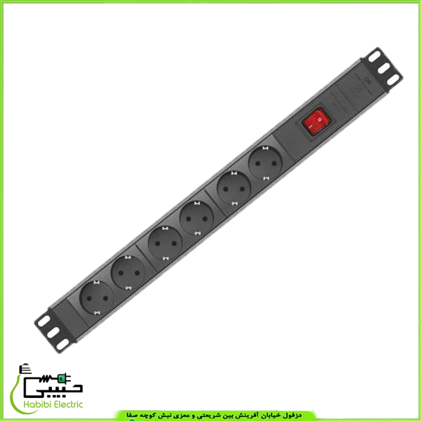چند راهی 6 خانه رک مونت کلید دار با کابل PDU
