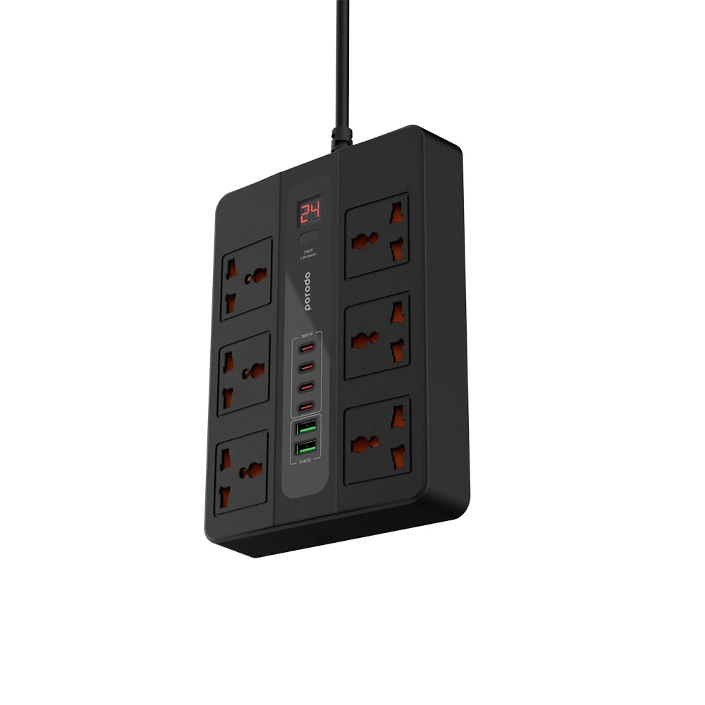چند راهی برق پرودو مدل PORODO Multi-Port Super Hub PD-FWCH009 طول کابل 2 متر