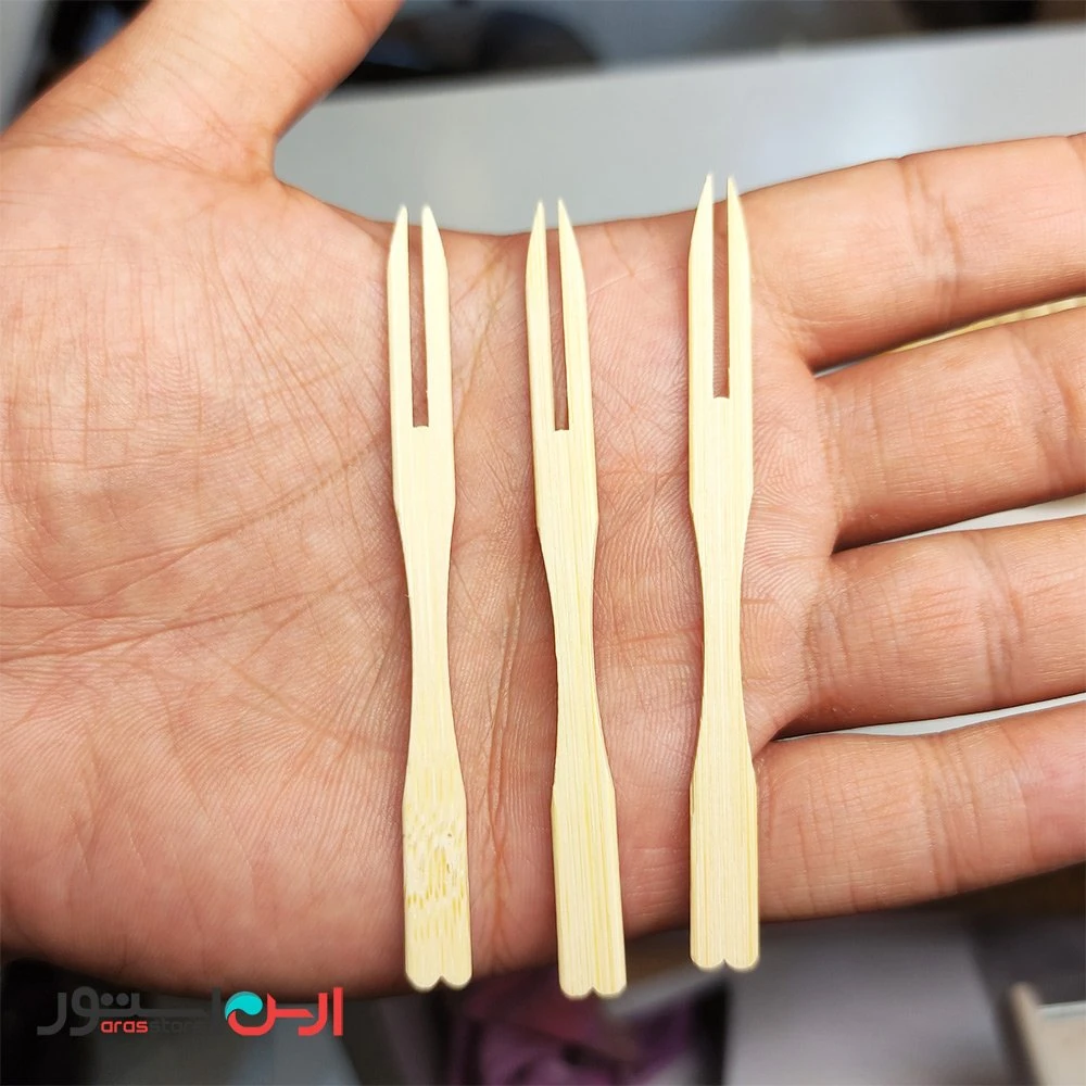 چنگال دو شاخ فینگر فود بامبو 100 تایی