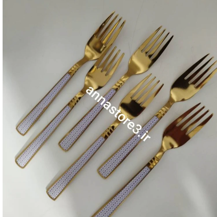 چنگال سایز کوچک طلایی 6 عددی رنگ ثابت