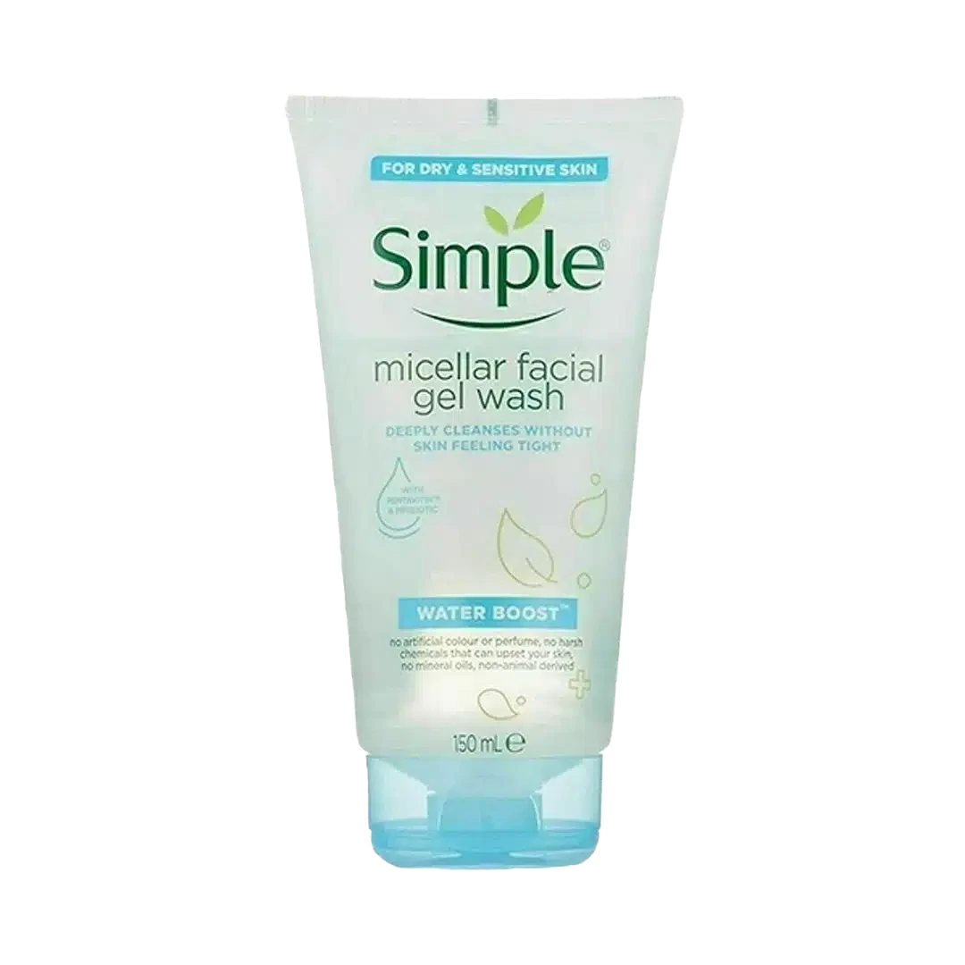 ژل شستشو صورت سیمپل سری micellar مدل water boost حجم 150 میلی لیتر
