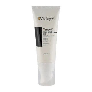 ژل شستشو صورت ویتالیر مدل Timevit مناسب انواع پوست حجم 200 میلی لیتر