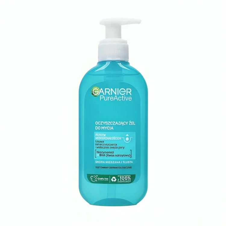 ژل شستشو پمپی گارنیر مدل Pure Active مناسب پوست چرب حجم 200 میل