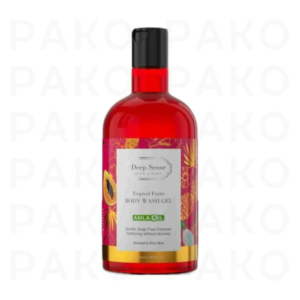 ژل شستشوی صورت دیپ سنس سری AMLA OIL مدل Tropical Fruits مناسب پوست خشک تا خیلی خشک deep sense