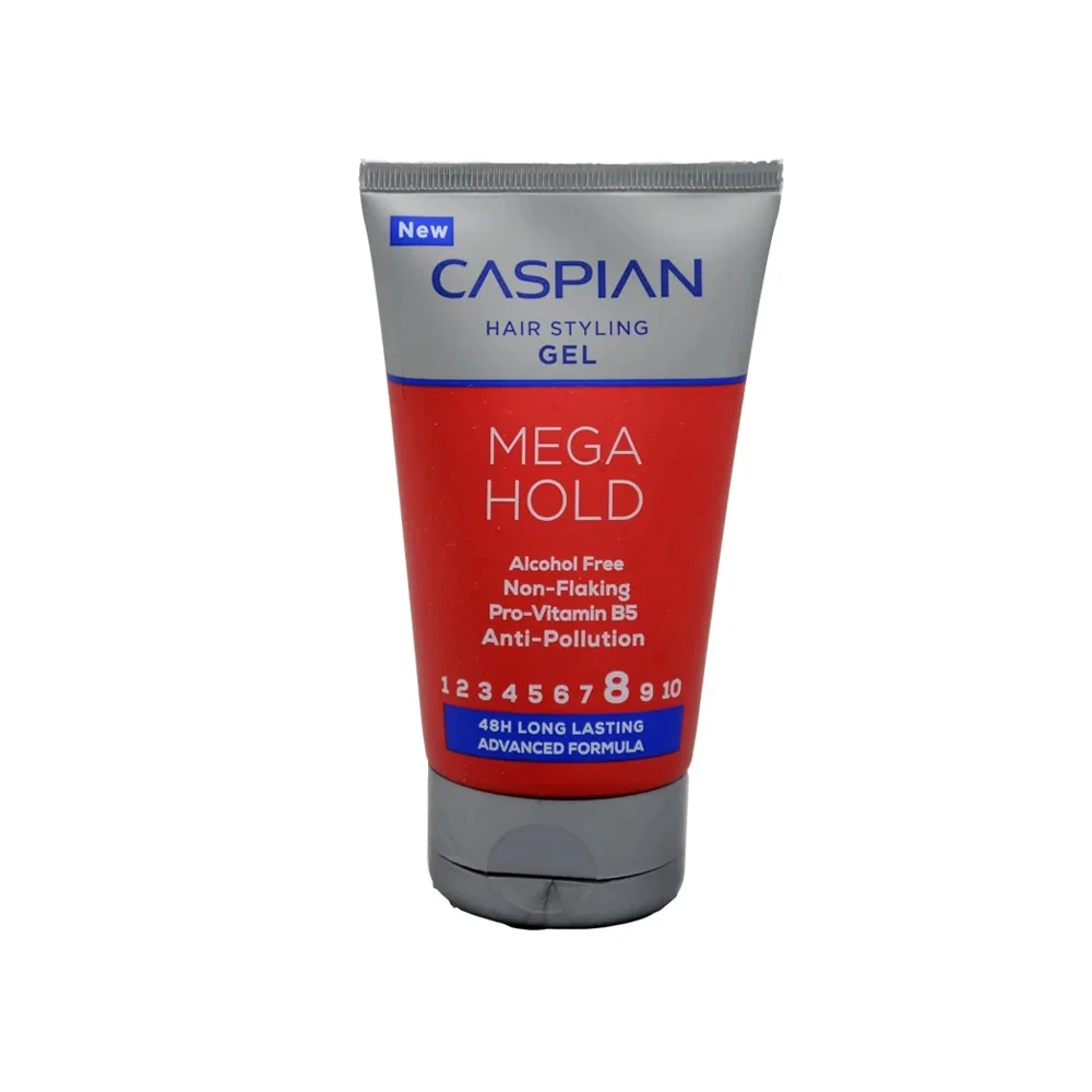 ژل موی فوق قوی بدون الکل کاسپین مدل MEGA HOLDشماره 8 حاوی پرو ویتامین B5