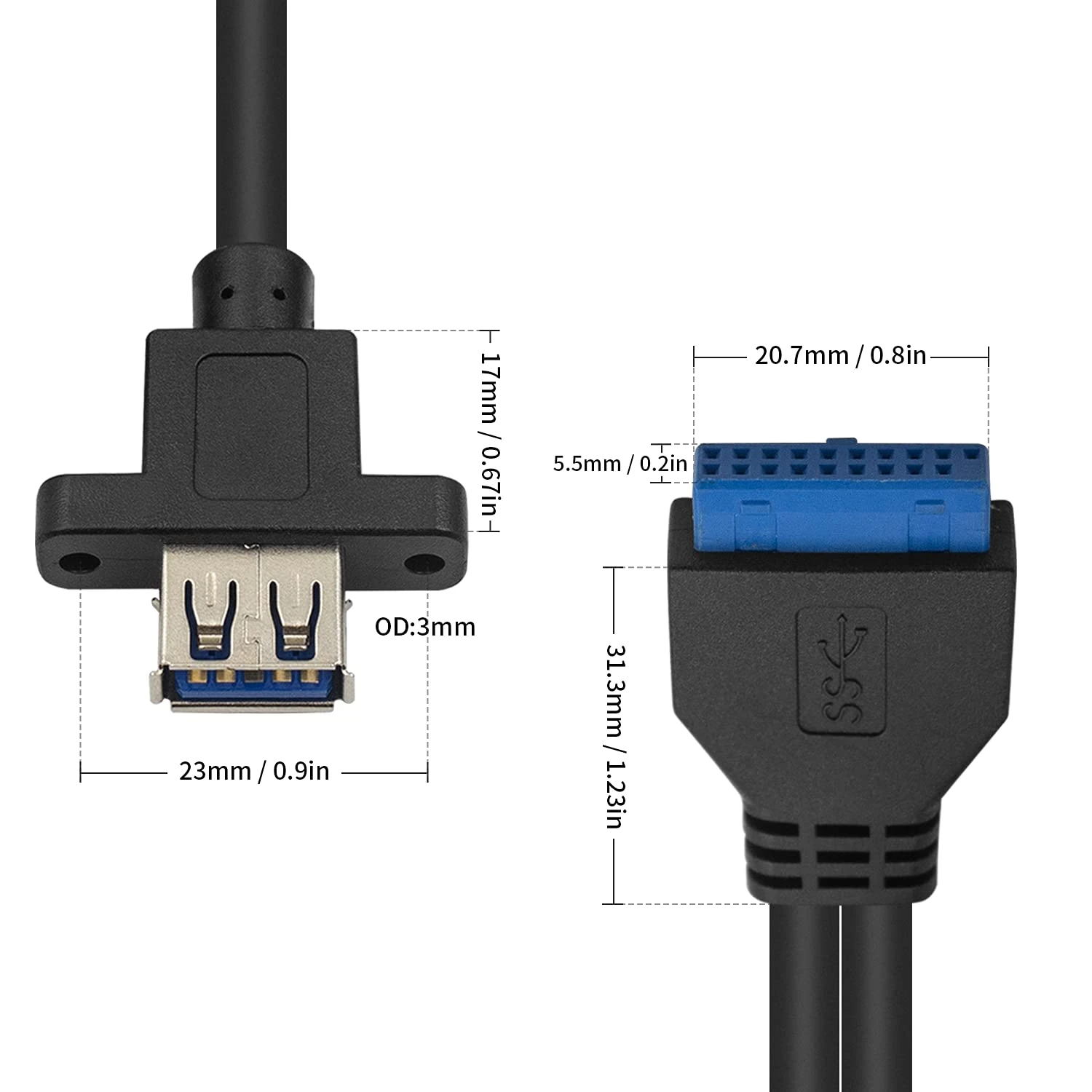 کابل 19 پین هدر مادربرد به USB 3.0