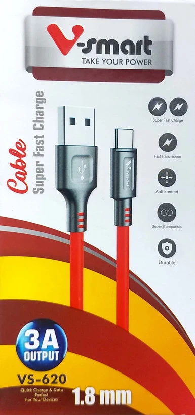 کابل MICRO وی اسمارت مدل VS-620 اورجینال 3A اندازه 1.8 متر