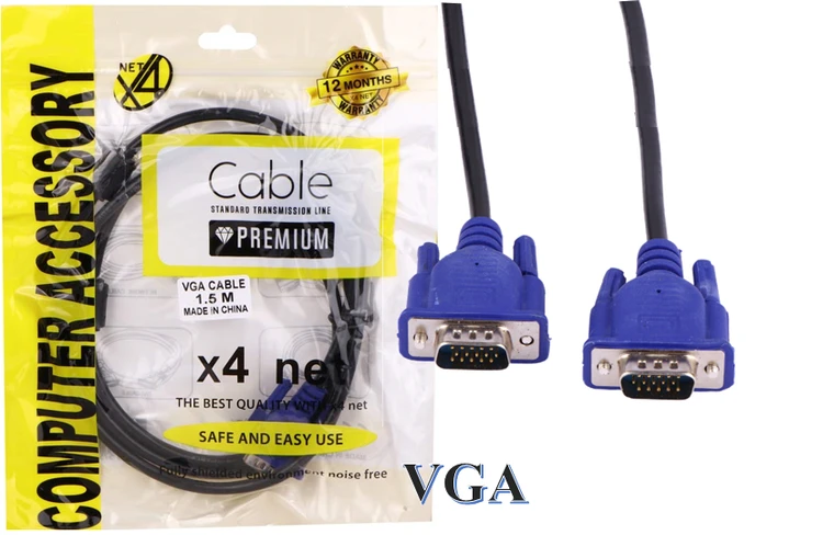 کابل VGA 1.5 متری X4 net – اتصال پایدار و شفاف برای مانیتور، کیس و ویدیو پروژکتور