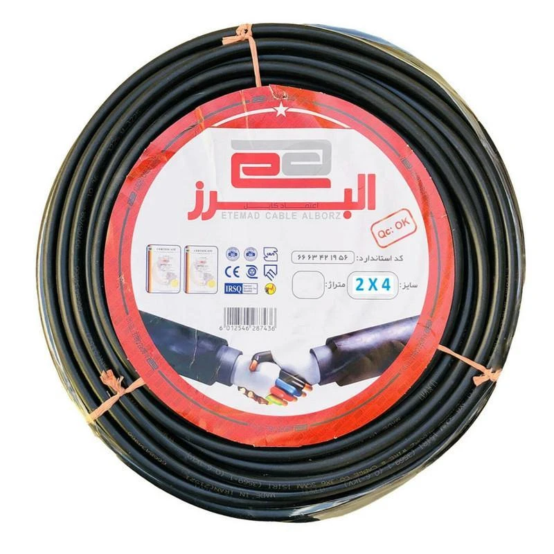 کابل برق افشان 2 در 4 اعتماد کابل البرز مدل ETEMAD ASL تمام مس