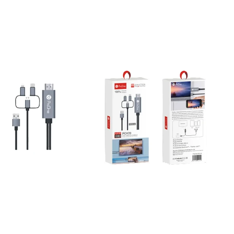 کابل تبدیل HDMI به USB-C / microUSB / لایتنینگ پرووان مدل PCH70 طول 1.8متر