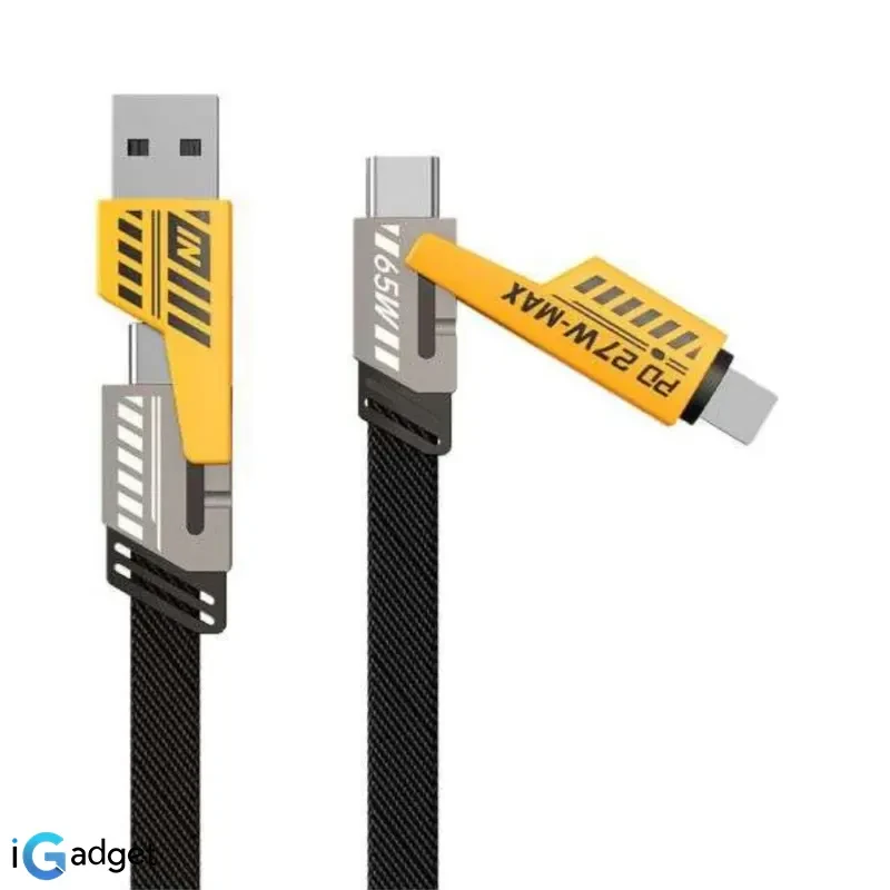 کابل تبدیل USB/USB-C به لایتنینگ/USB-C اچ تی ام مدل 4in1 طول 1.2 متر