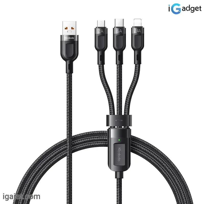 کابل تبدیل USB به microUSB / لایتنینگ / USB-C مک دودو مدل CA-0930 طول 1.2 متر
