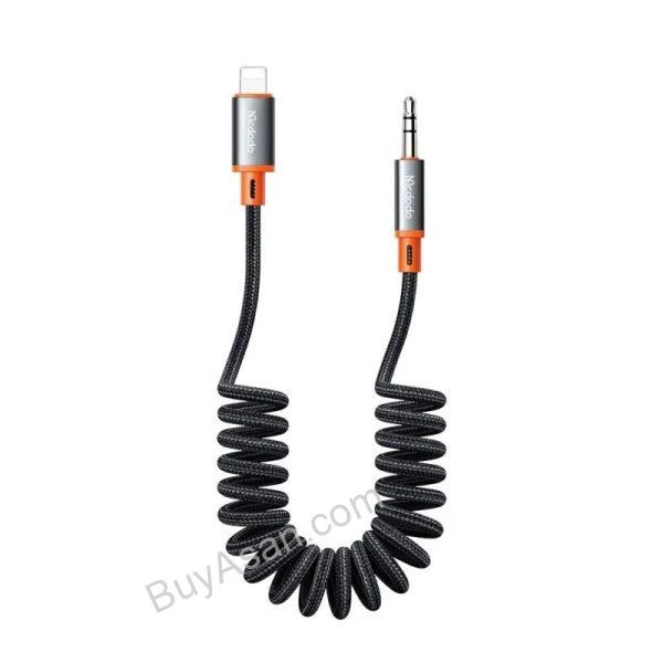 کابل تبدیل فنری لایتنینگ به جک 3.5mm هدفون AUX مک‌دودو