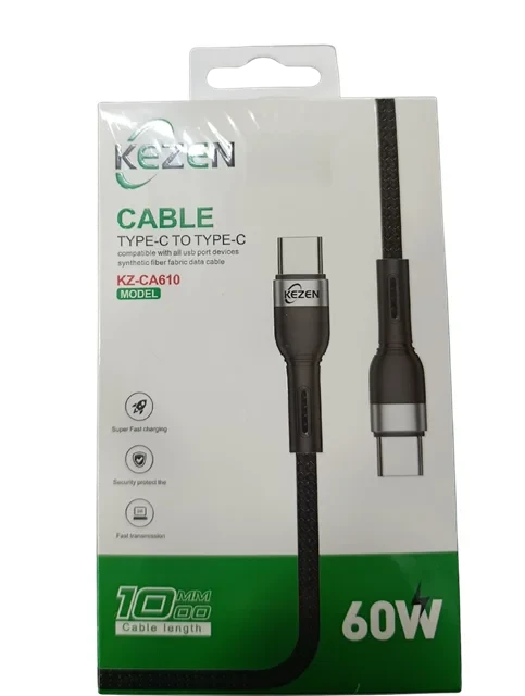 کابل دو سر تایپ سی برند kezen مدل KZ610 طول 1.2 متر