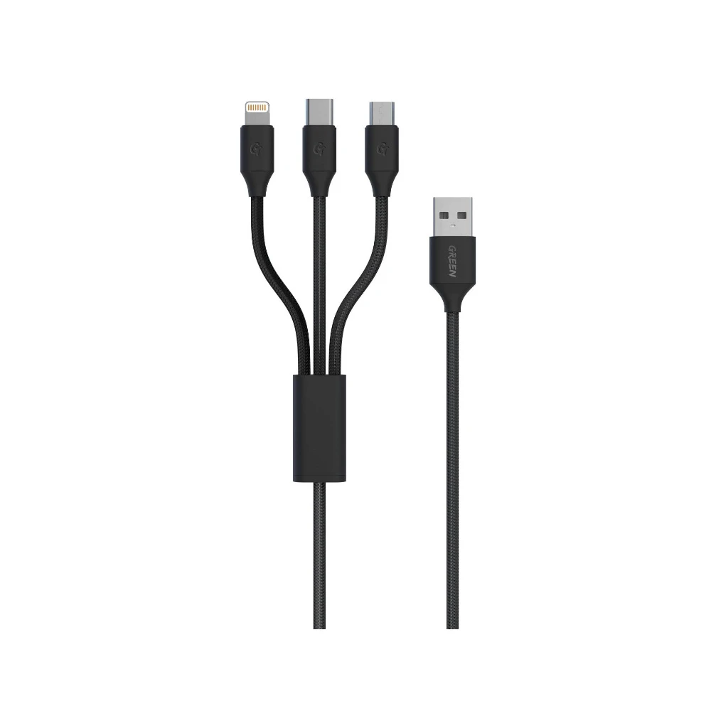 کابل شارژ 3 در 1 گرین لاین مدل GN3IN1C به طول 120 سانتی متر
