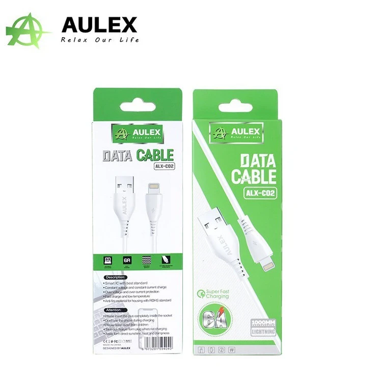 کابل شارژ Aulex مدل C02 با پشتیبانی از شارژ سریع و انتقال داده