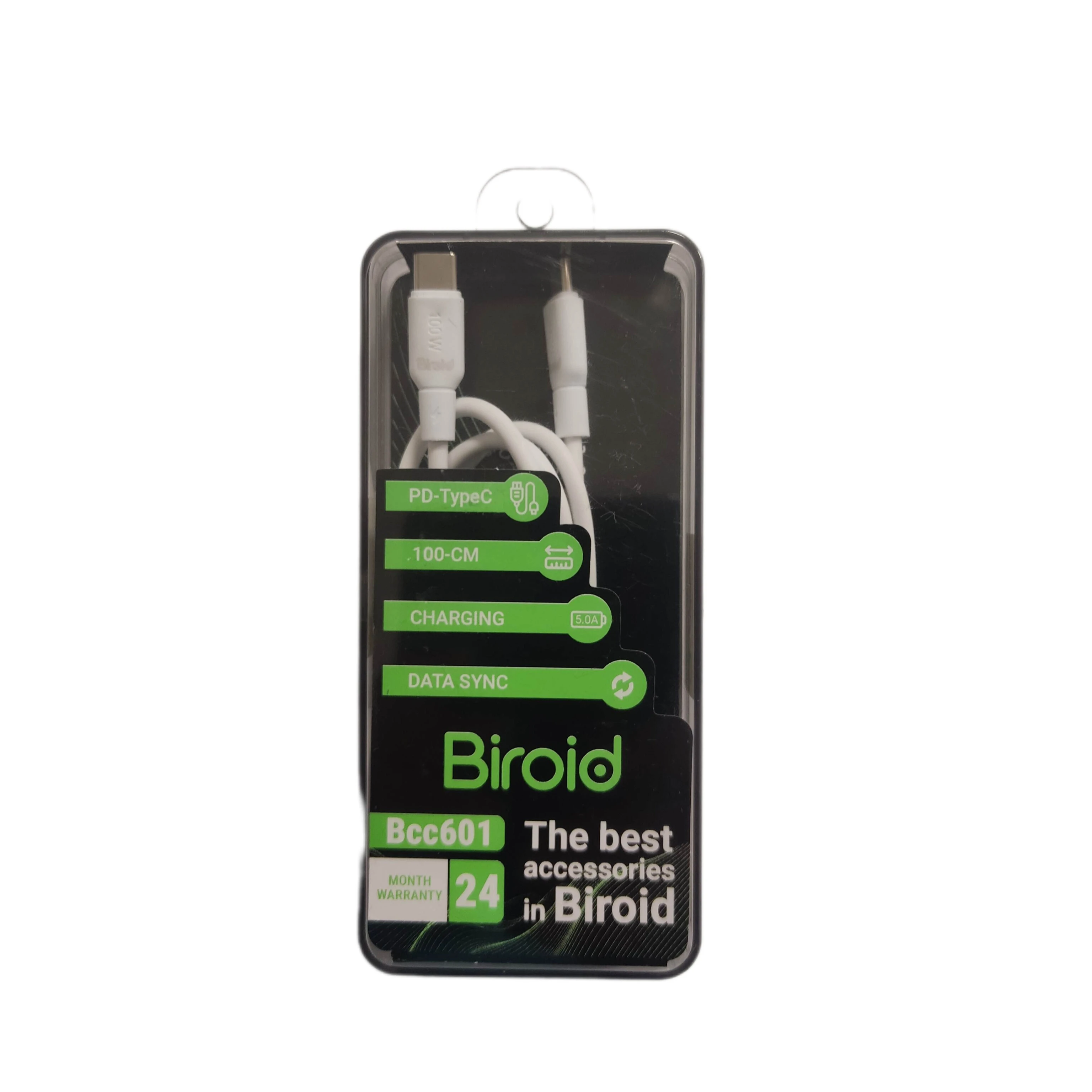 کابل شارژ PD-Type-c برند Biroid مدل Bcc601 طول 1 متری