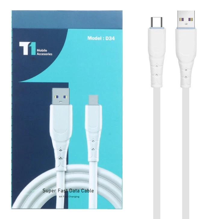 کابل شارژ T1 مدل D34 _ تیپ سی شارژ سریع و انتقال داده مطمئن