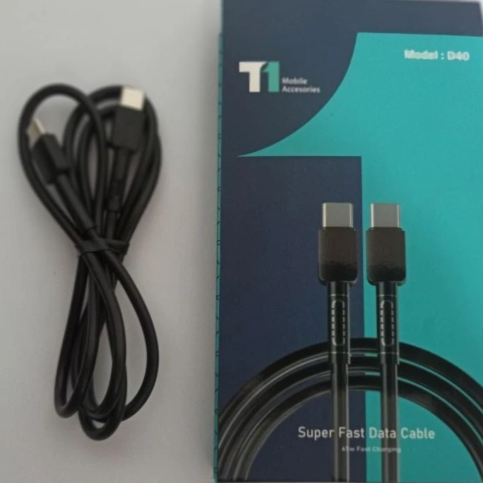 کابل شارژ T1 مدل D40 ـ تایپ سی به تایپ سی – شارژ سریع و انتقال داده پایدار
