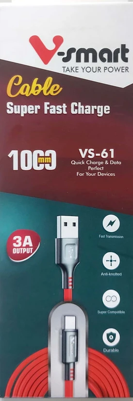 کابل شارژ V-Smart مدل VS-61 لایتنیگ (اورجینال) طول یک متر