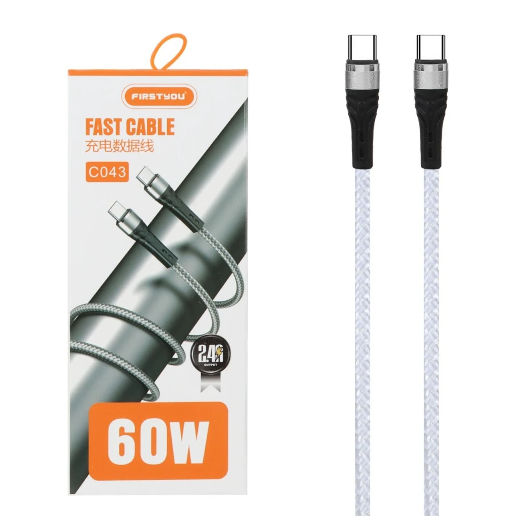 کابل شارژ فست Type-C به Type-C برند FIRSTYOU مدل C043-MMS