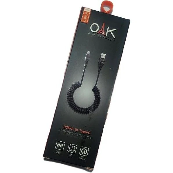 کابل شارژ فنری Type-C برند OAK مدل K-383