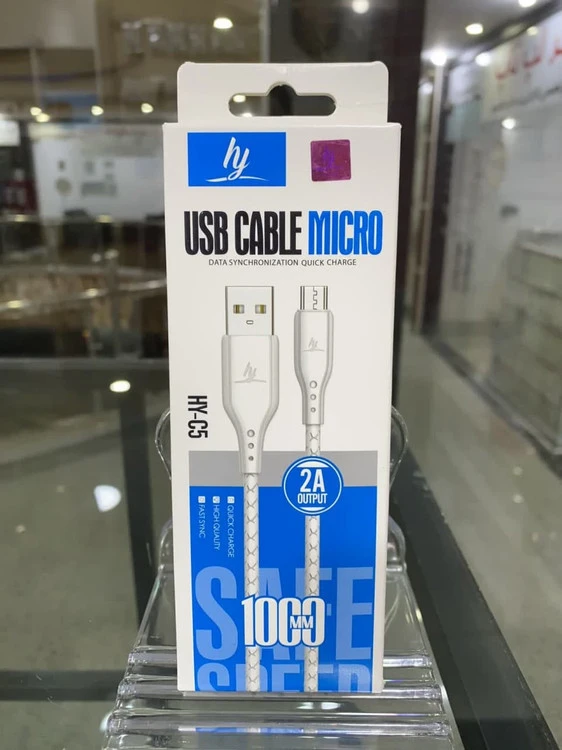 کابل شارژ میکرو HY مدل C5 – کیفیت بالا و سرعت شارژ سریع برای دستگاه‌های میکرو USB