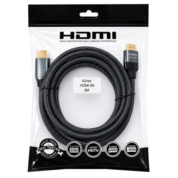 کابل صوتی و تصویری HDMI 8K طول 2 متر A2net