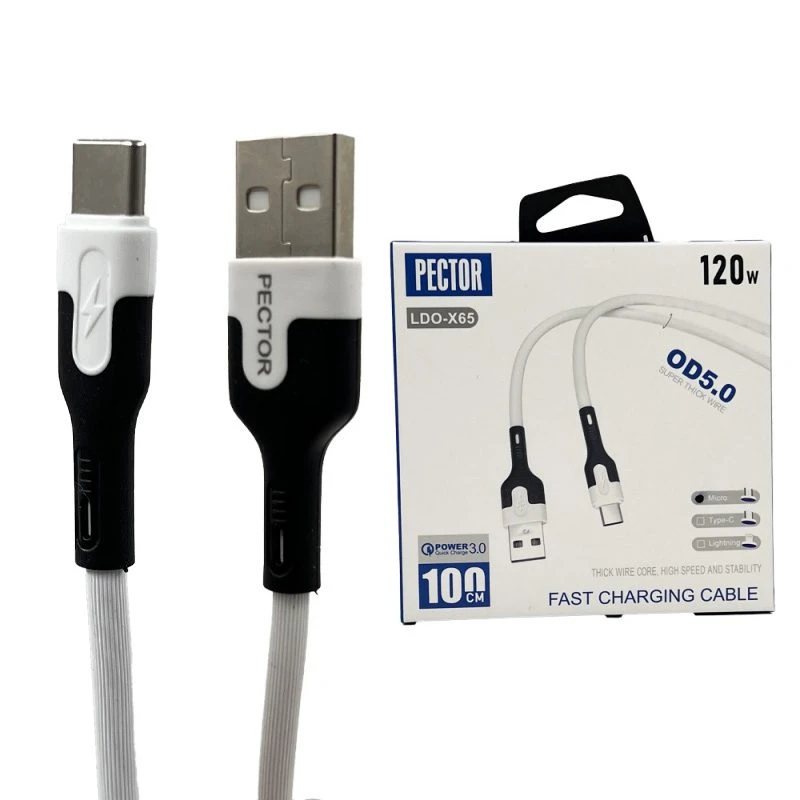 کابل فست شارژ 120 وات Pector LDO-X65 تایپ سی