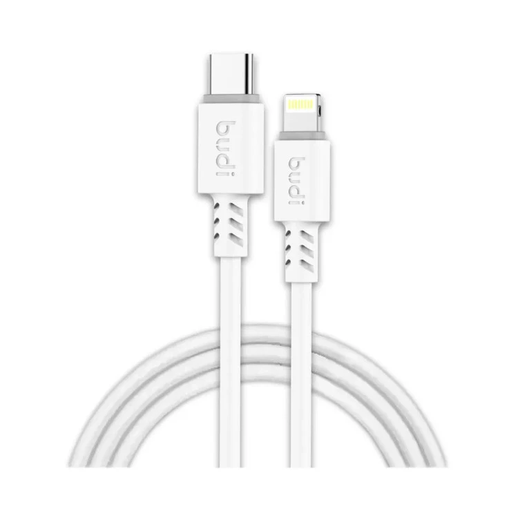 کابل فست شارژ USB-C به لایتنینگ بودی مدل Budi DC01110W جریان 3 آمپر طول 1 متر