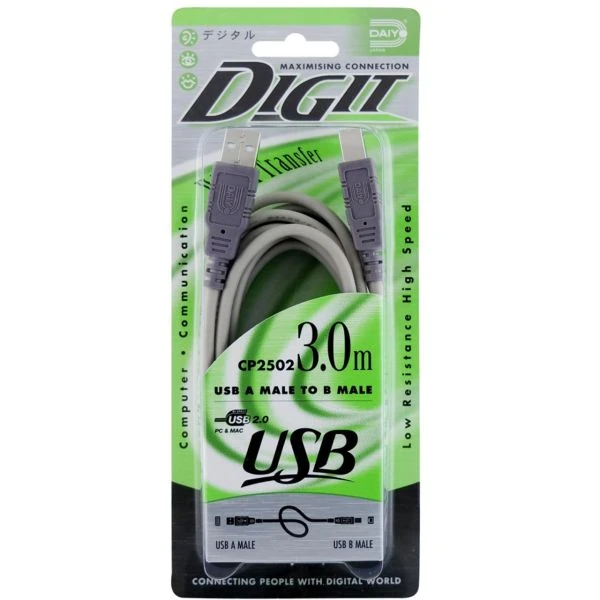 کابل نری USB A به نری B پرینتر دایو مدل دیجیت کد CP2502 به طول 3 متر