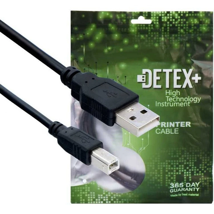 کابل پرینتر USB برند DETEX طول ۱.۵ متری – اتصال مطمئن پرینتر و اسکنر به سیستم