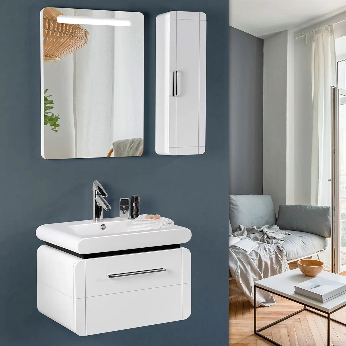 کابین روشویی لوتوس مدل طرح مدرن LAWRENCE-600 ابعاد 48 * 60