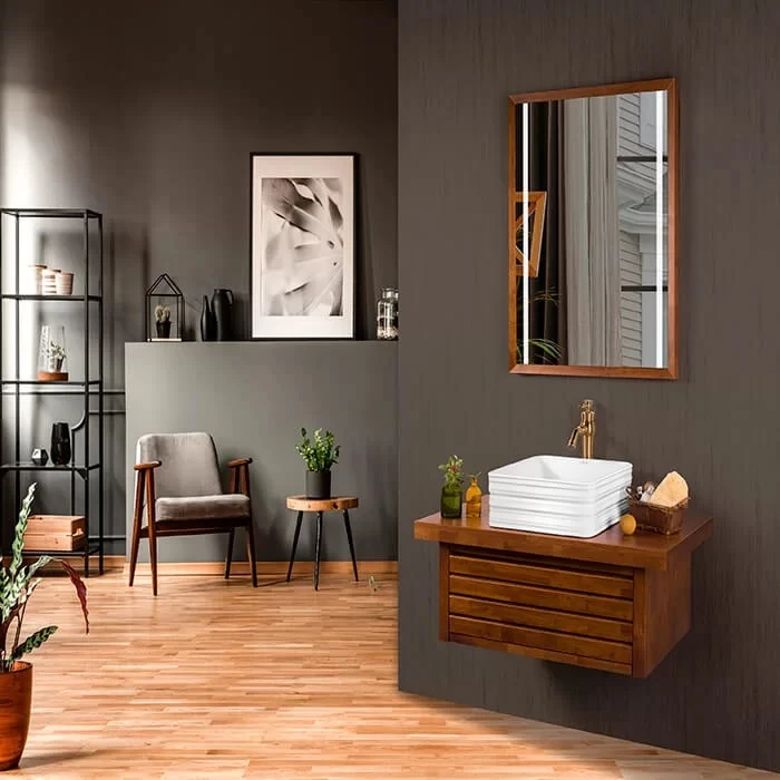 کابین روشویی لوتوس مدل طرح چوب Felorida-900 ابعاد 48 * 90
