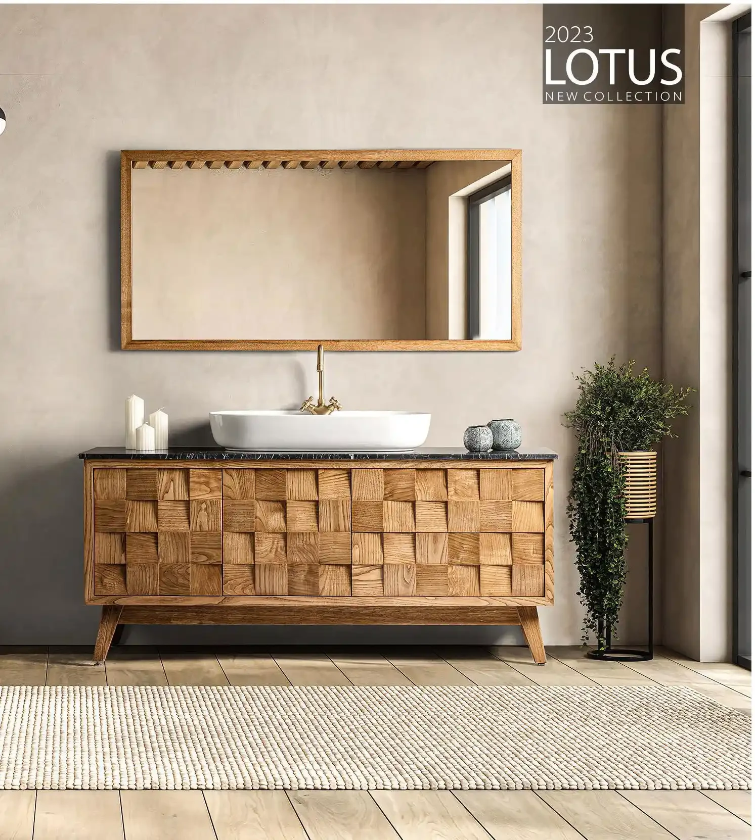 کابین روشویی لوتوس مدل طرح چوب فونیکس PHONIX ابعاد 50 * 170