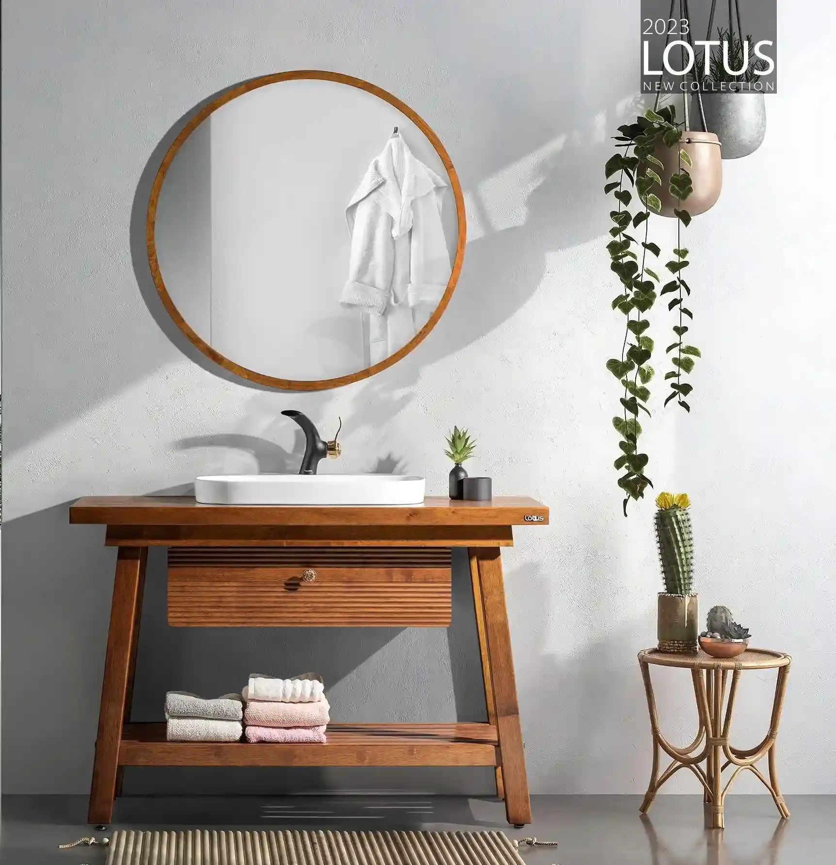 کابین روشویی لوتوس مدل طرح چوب ویوالدی Vivaldi ابعاد 54 * 120