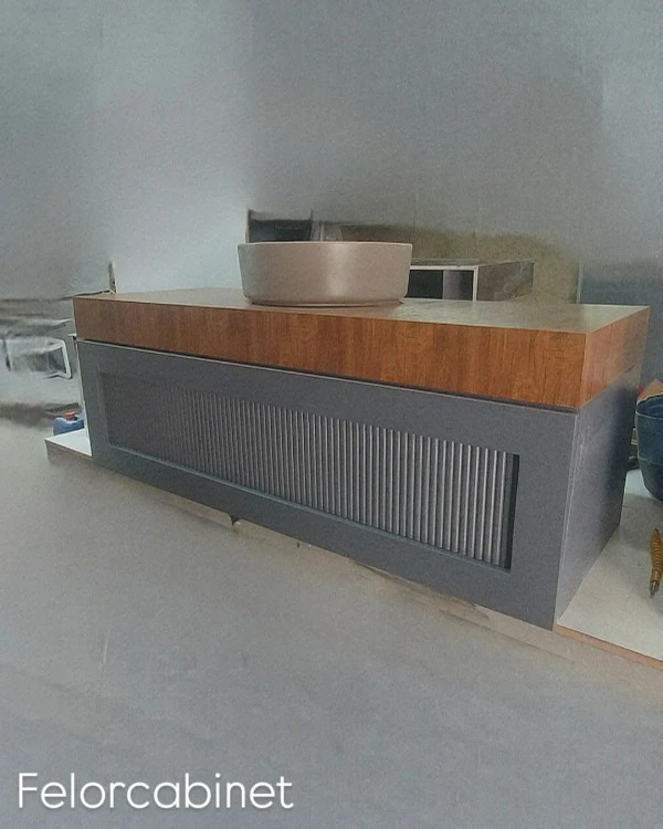 کابینت روشویی دیواری پی‌وی‌سی طرح چوب – مدل 1034