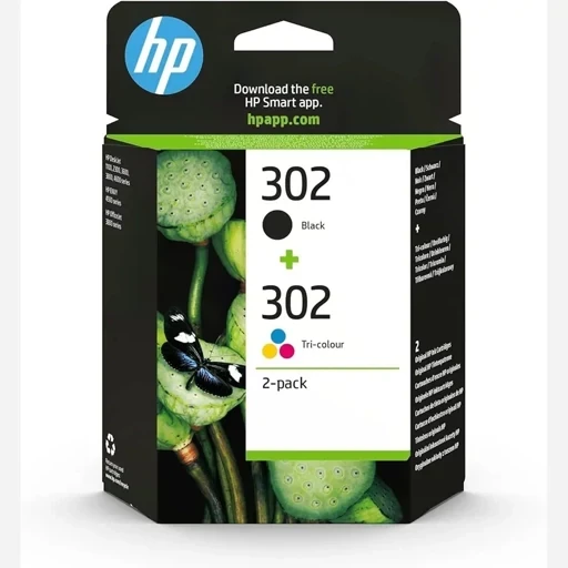 کاتریج جوهر افشان 302 برند hp پک2عددی مشکی و رنگی اورجینال امازون المان