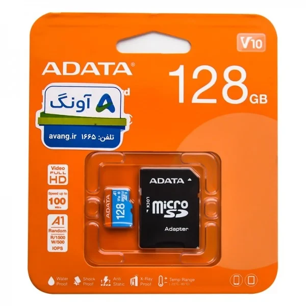 کارت حافظه موبایل ای دیتا (ADATA) مدل 128GB Micro 100MB/S A1 V10 خشاب دار