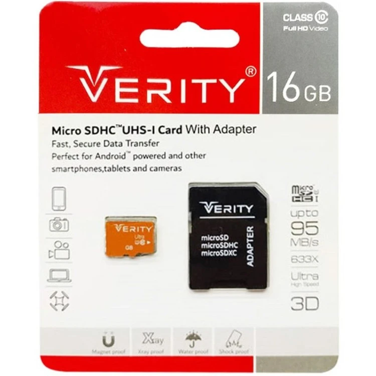 کارت حافظه وریتی ظرفیت 16 گیگ مدل 633X کلاس 10 استاندارد UHS-I U1