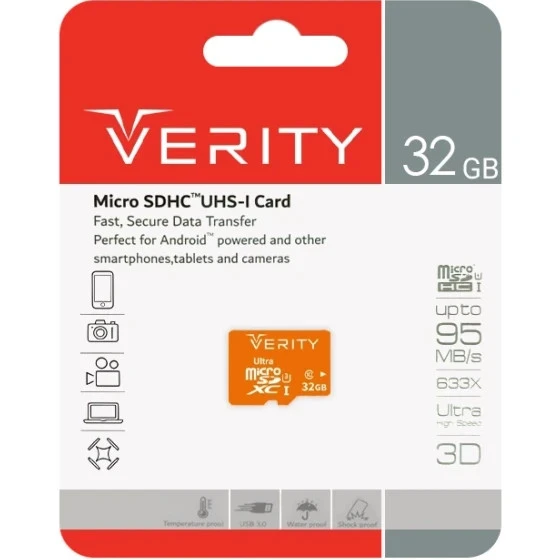 کارت حافظه وریتی مدل 633X ظرفیت ۳۲ گیگابایت کلاس ۱۰ استاندارد UHS-I U1 سرعت ۹۵MBps