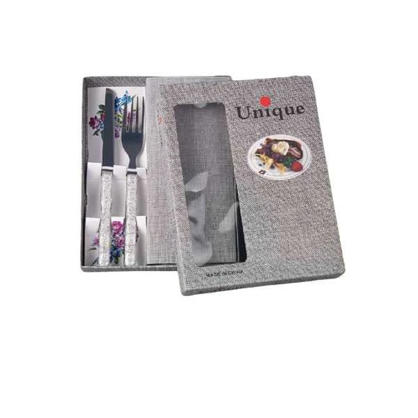 کاردو چنگال یونیک unique دسته اکلیل شفاف 12PCS پارچه