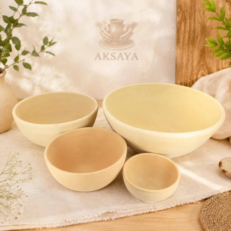 کاسه سفالی خام (سایز ترشی خوری تا قدح)