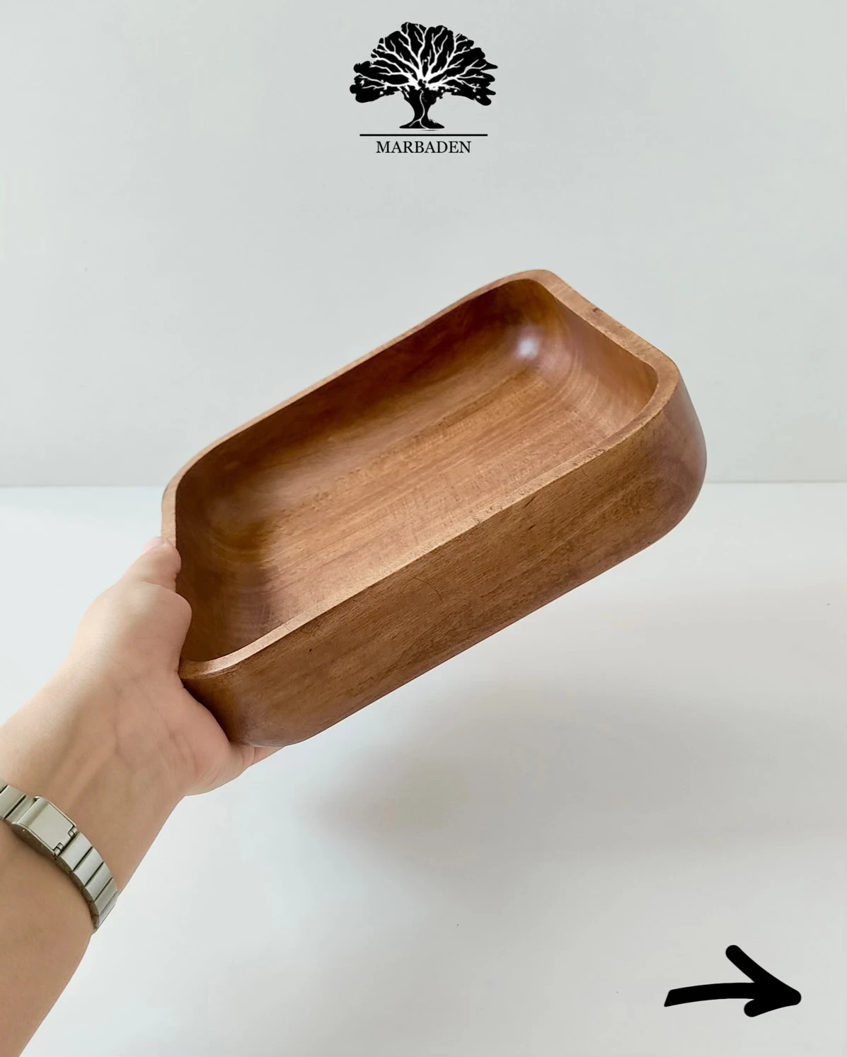 کاسه مربع قطر 22cm ماربادن (چوب راش فندقی) Otia-C